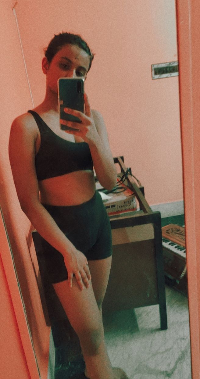 Priyanka Chopra Poses in Sports Bra and Shorts for Mirror Selfie